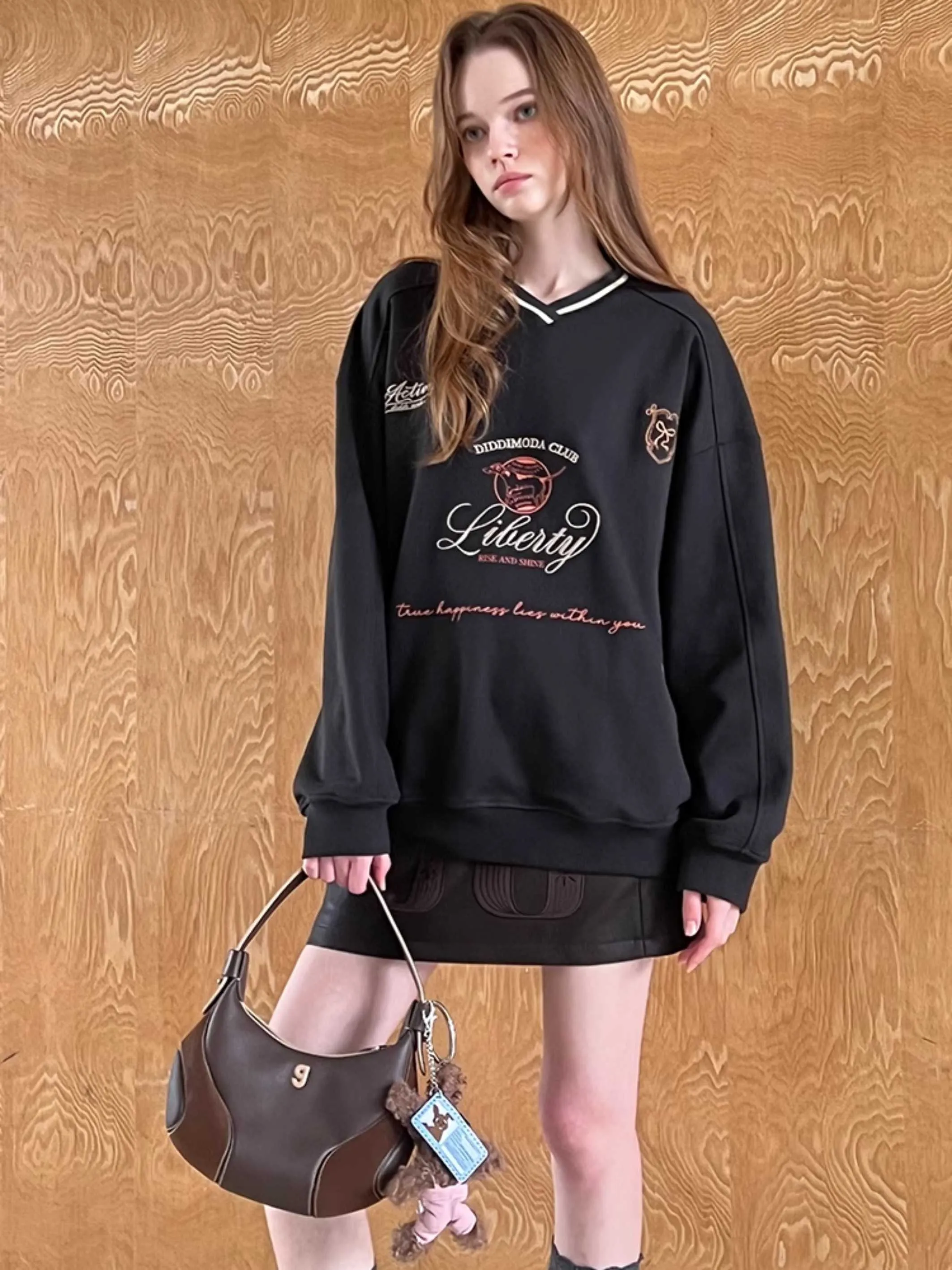 Retro V-neck sweatshirt【s0000010797】