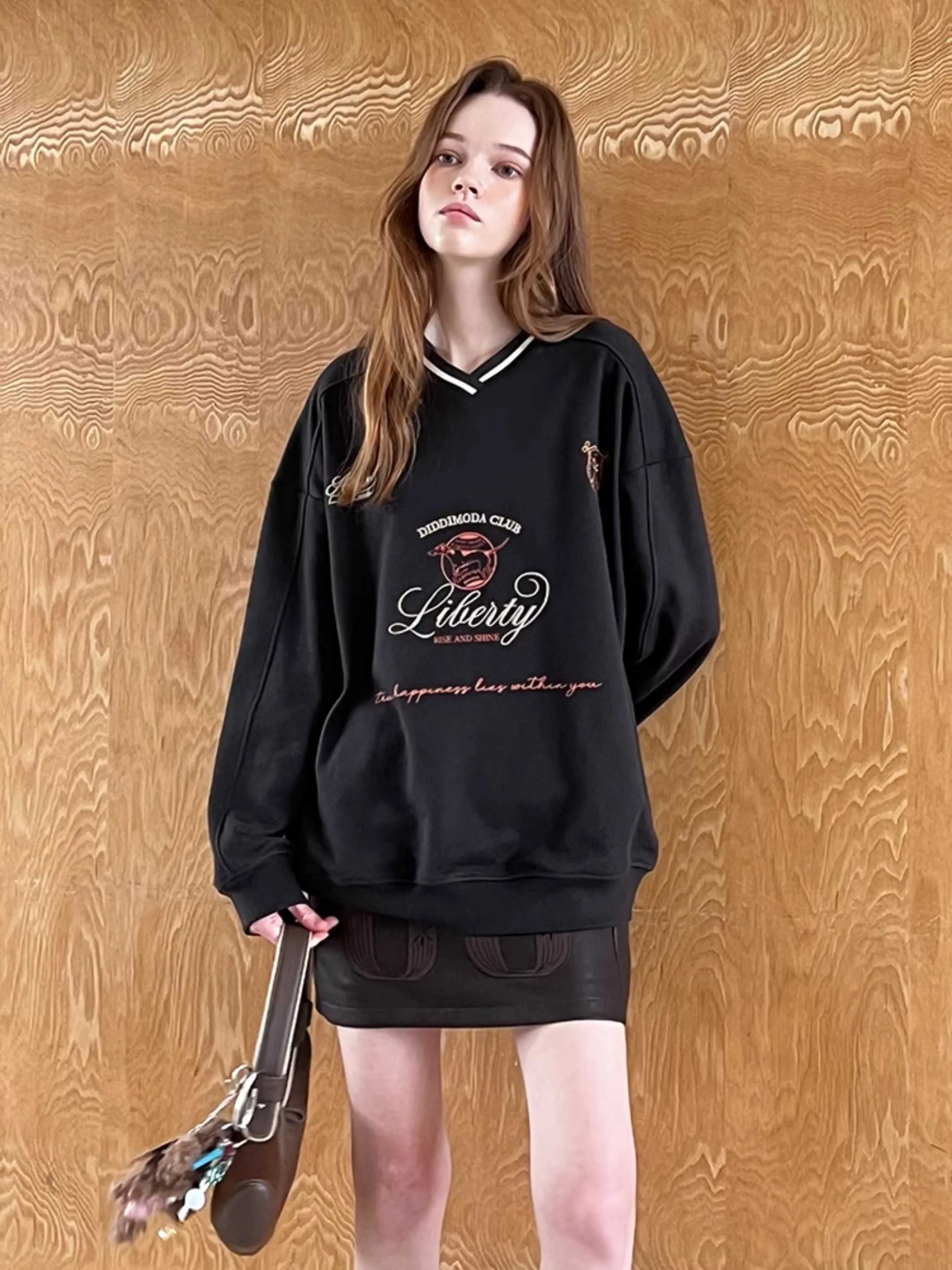 Retro V-neck sweatshirt【s0000010797】