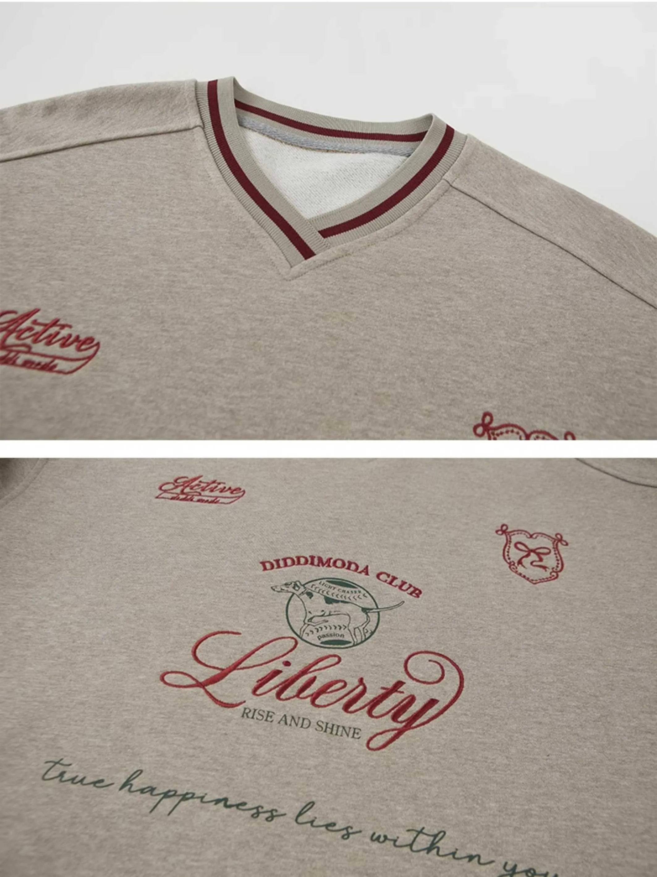 Retro V-neck sweatshirt【s0000010797】