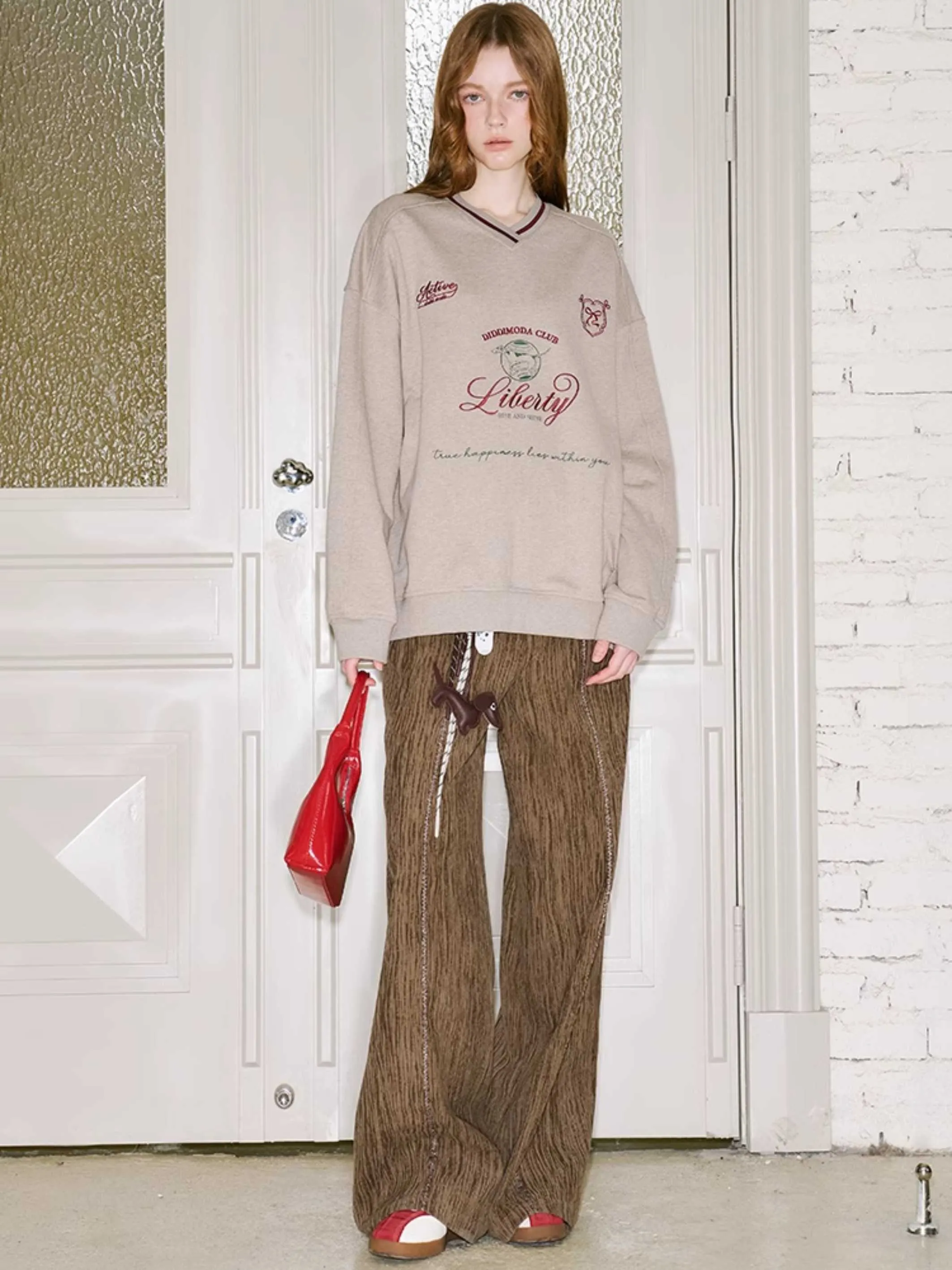 Retro V-neck sweatshirt【s0000010797】