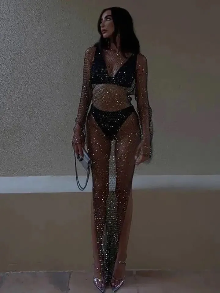 Rhinestones Beach Cover Up