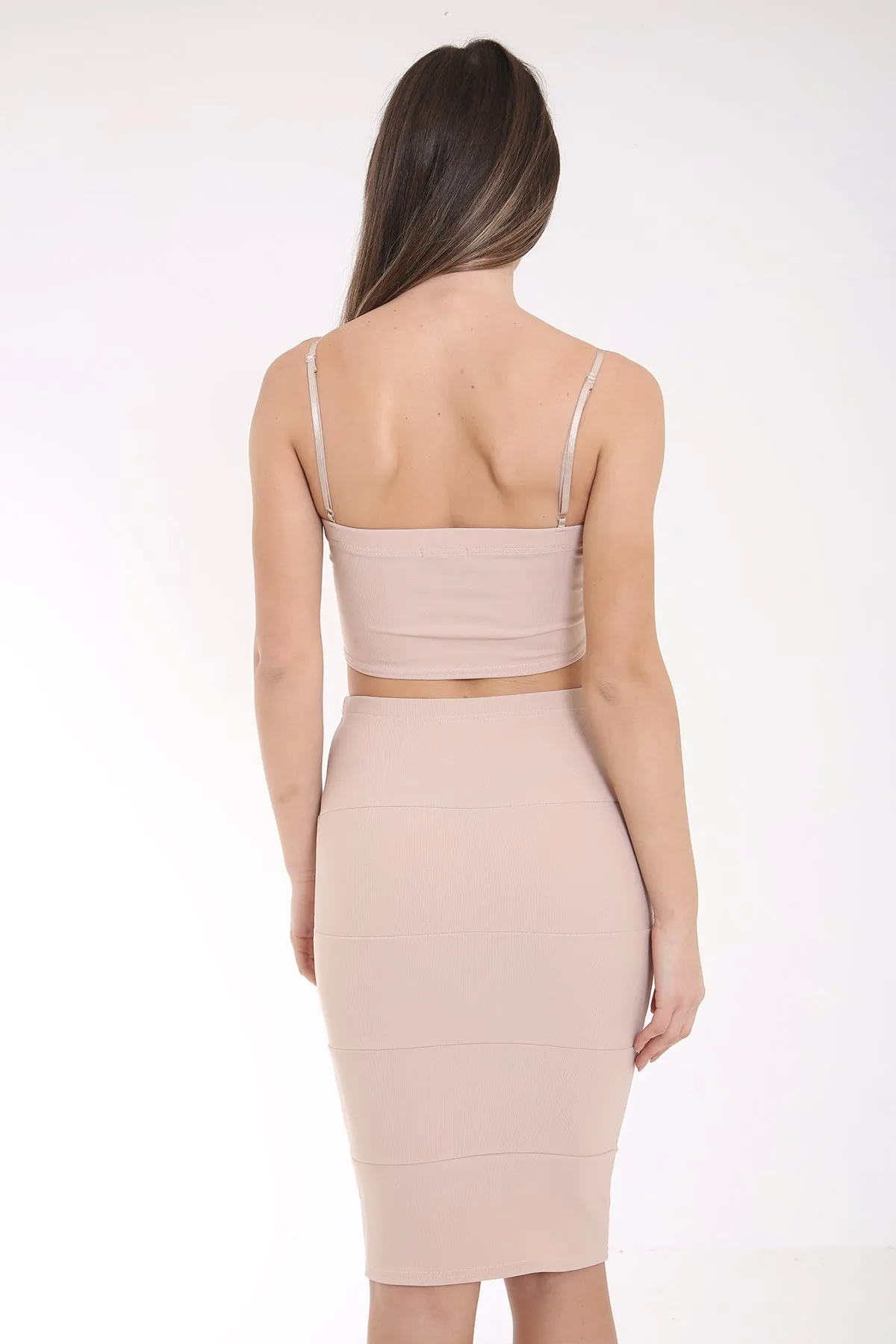 Ribbed Bralet And Midi Skirt Coordinate