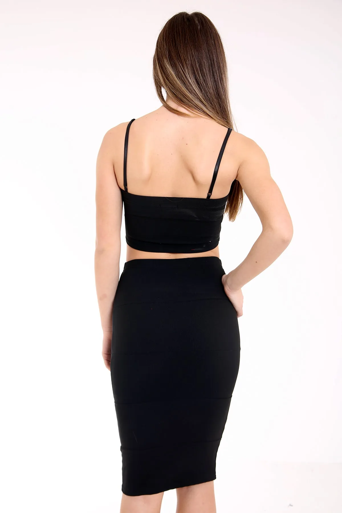 Ribbed Bralet And Midi Skirt Coordinate