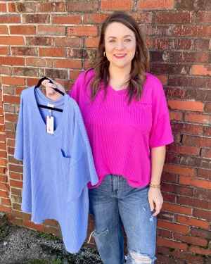 Ribbed V-neck Tees