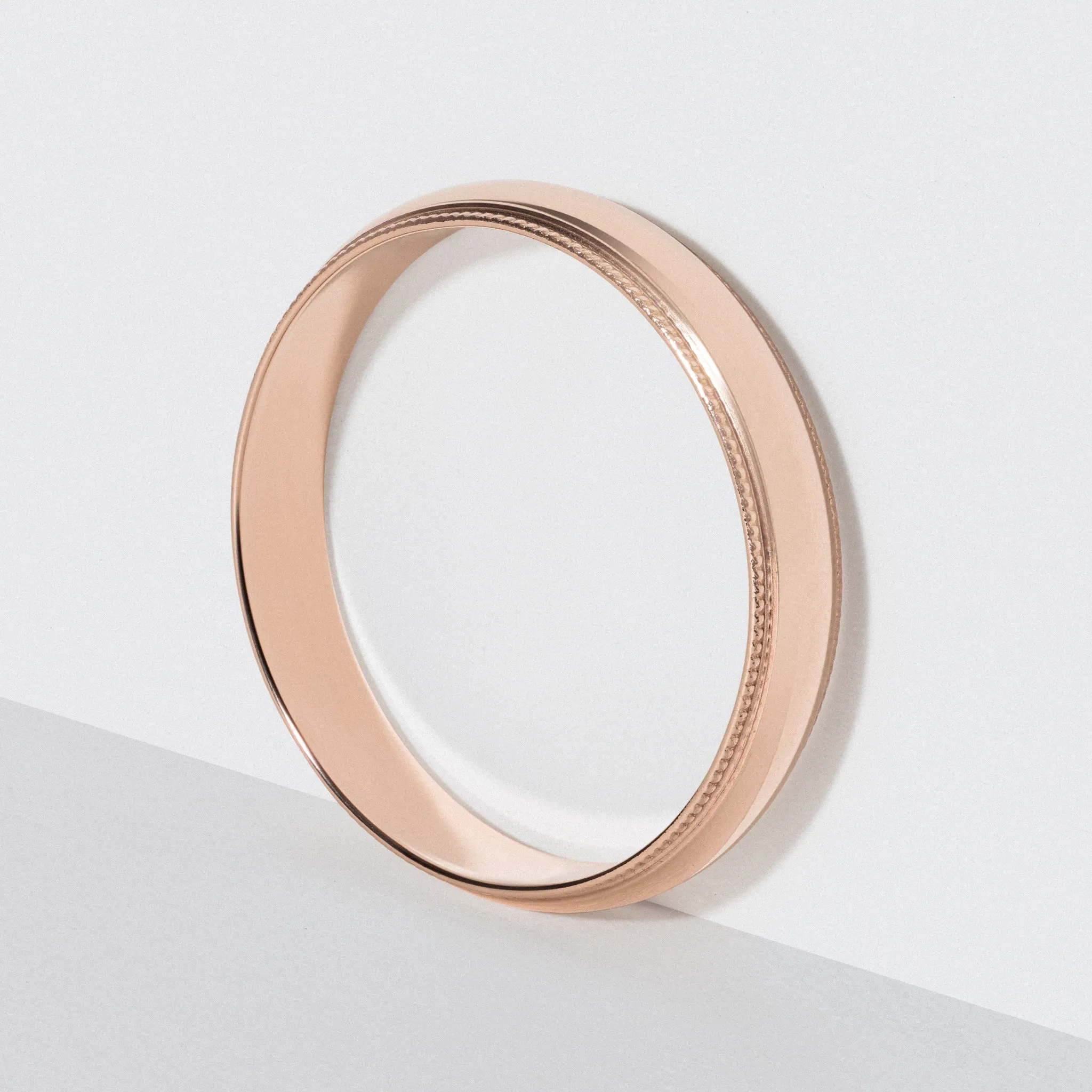 Rose Gold Classic Milgrain Wedding Band - Polished 4mm