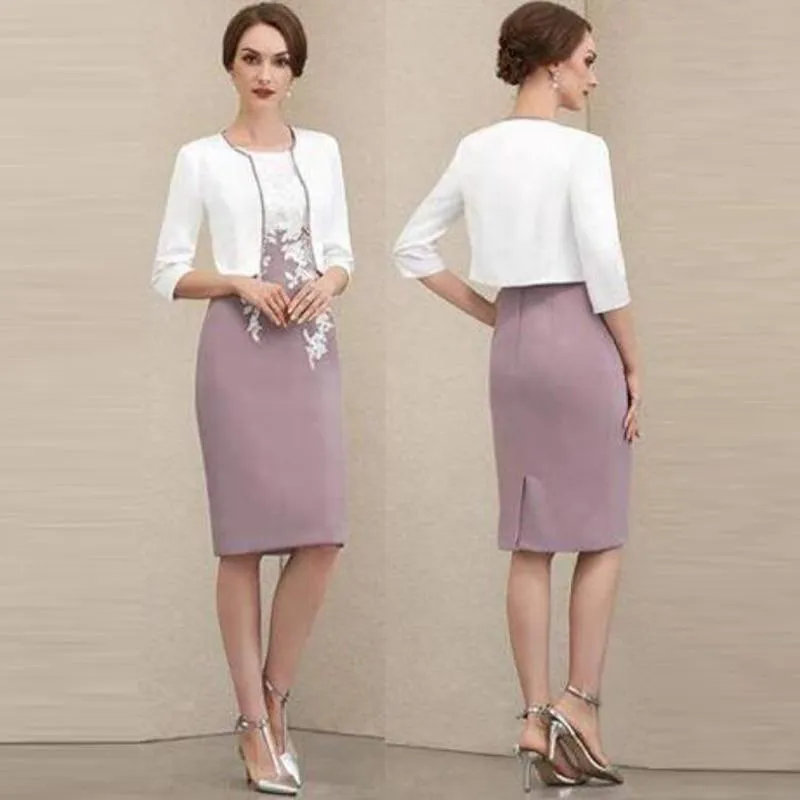 Roycebridal Sheath Short Lavender Lace Applique Mother of the Groom Gowns