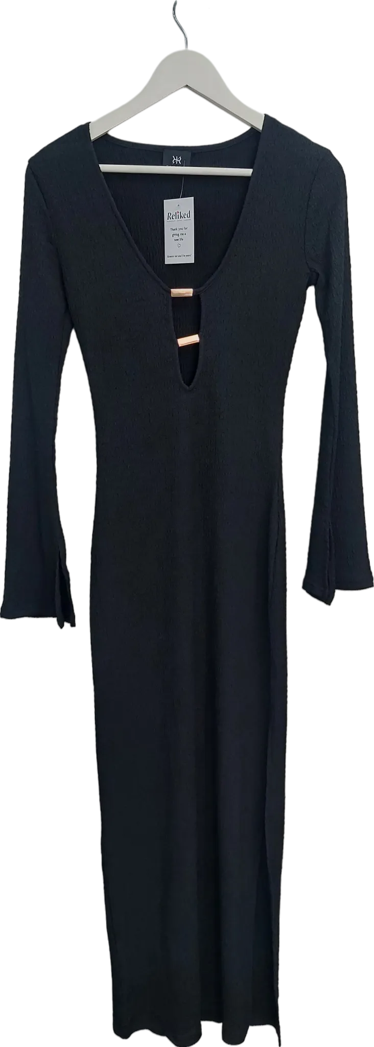 Ruched & Ready Black Beach Please Maxi Dress UK S