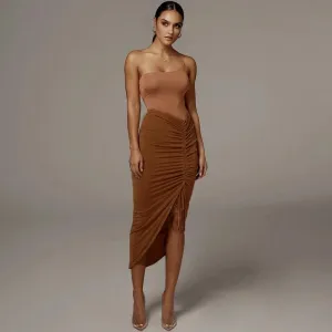 Ruched pencil midi skirts