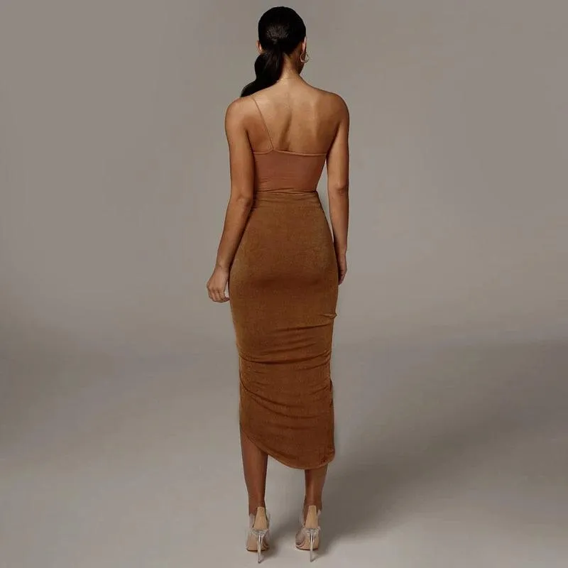 Ruched pencil midi skirts