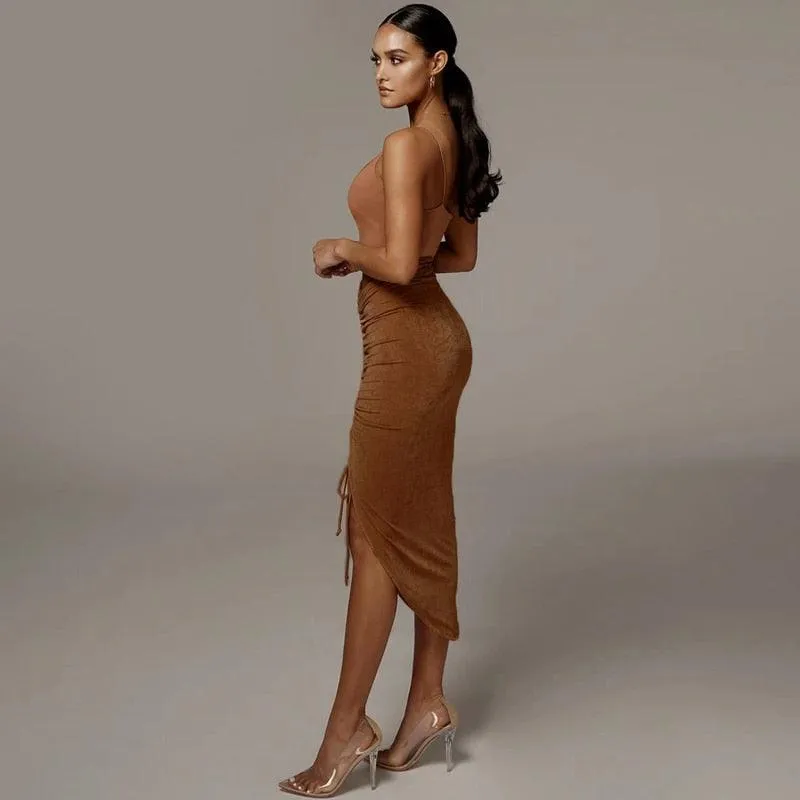 Ruched pencil midi skirts