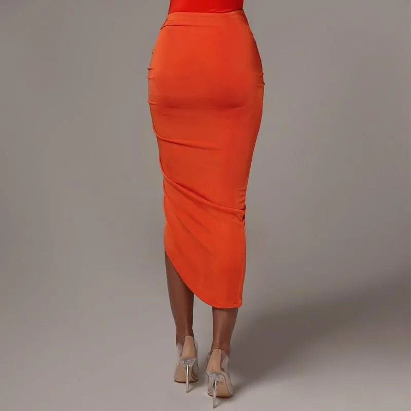 Ruched pencil midi skirts