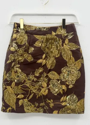 SAMPLE - Mini Skirt - Chocolate  Brocade