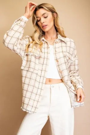 Sand Tweed Button Up Jacket