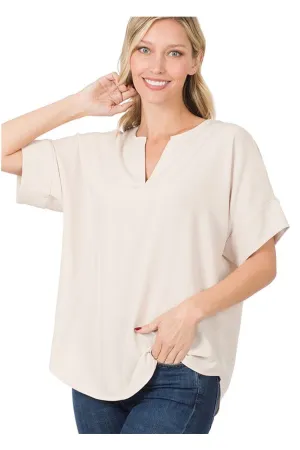 Sand V-Neck Blouse
