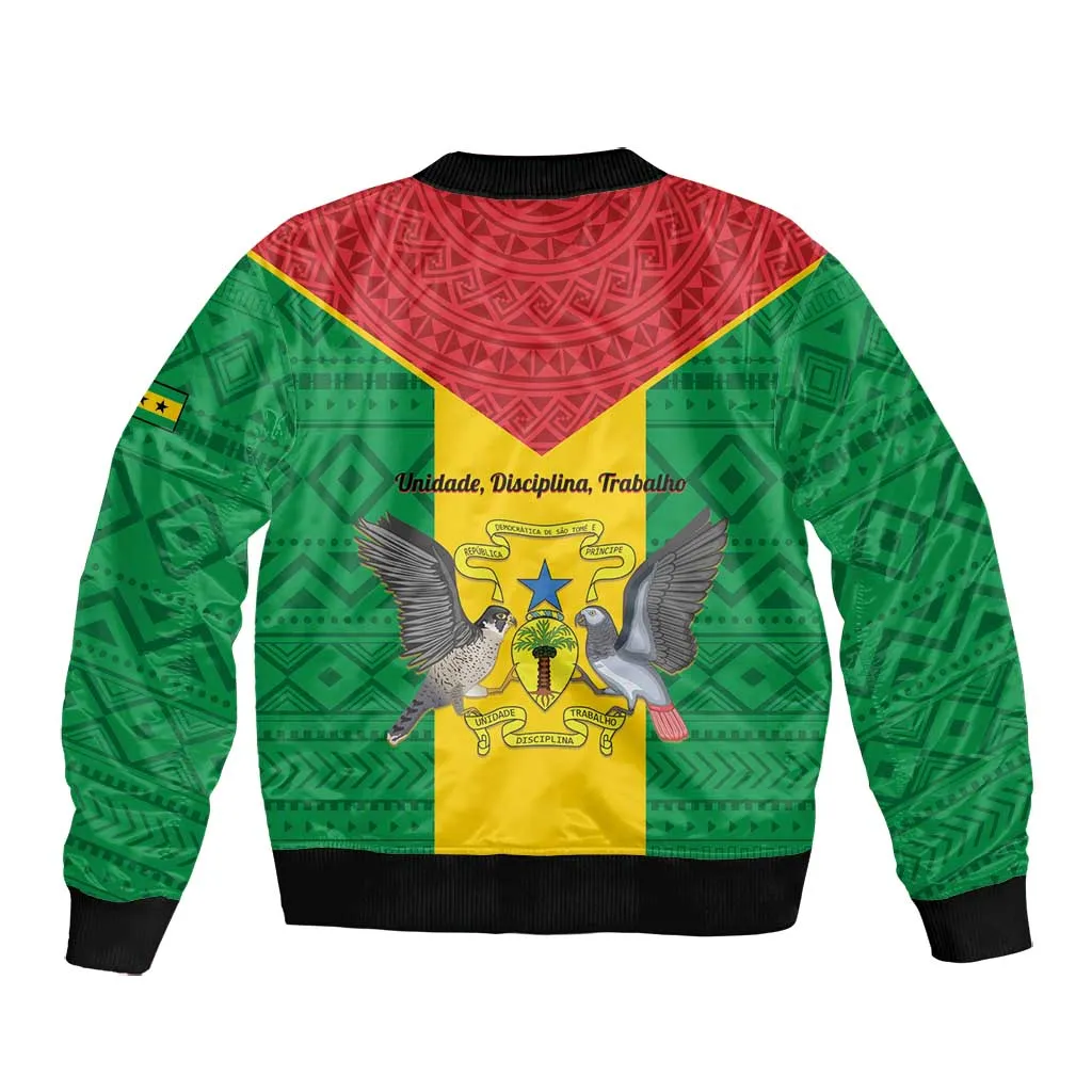 Sao Tome and Principe Independence Day Bomber Jacket Coat Of Arms Mix African Pattern LT01