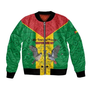 Sao Tome and Principe Independence Day Bomber Jacket Coat Of Arms Mix African Pattern LT01