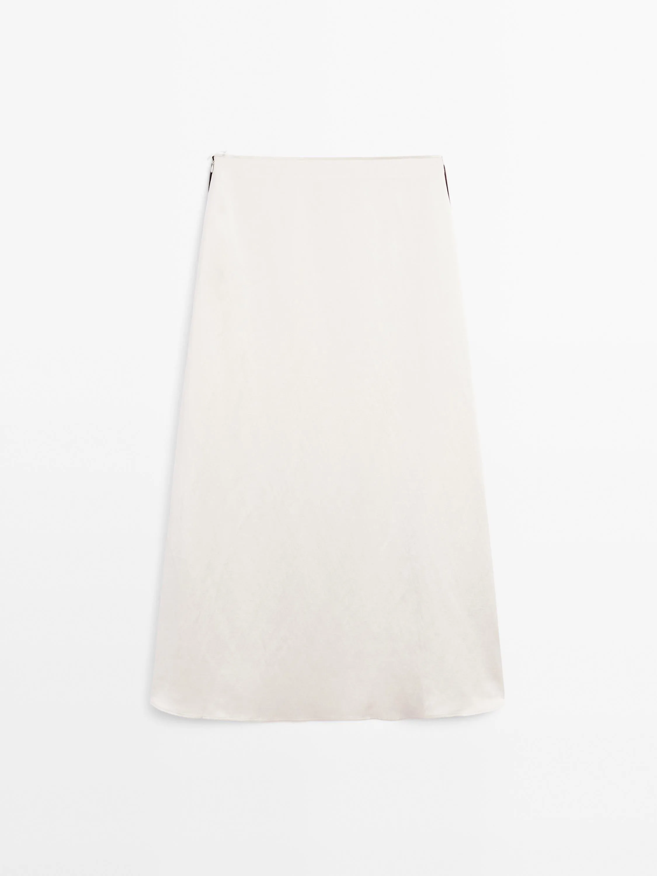 Satin midi skirt with trims