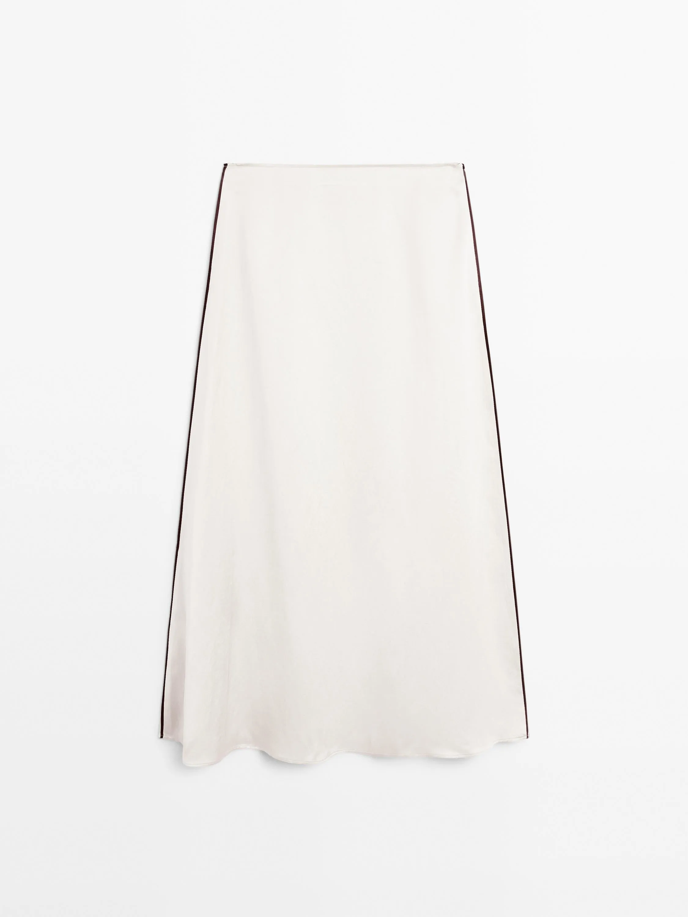 Satin midi skirt with trims