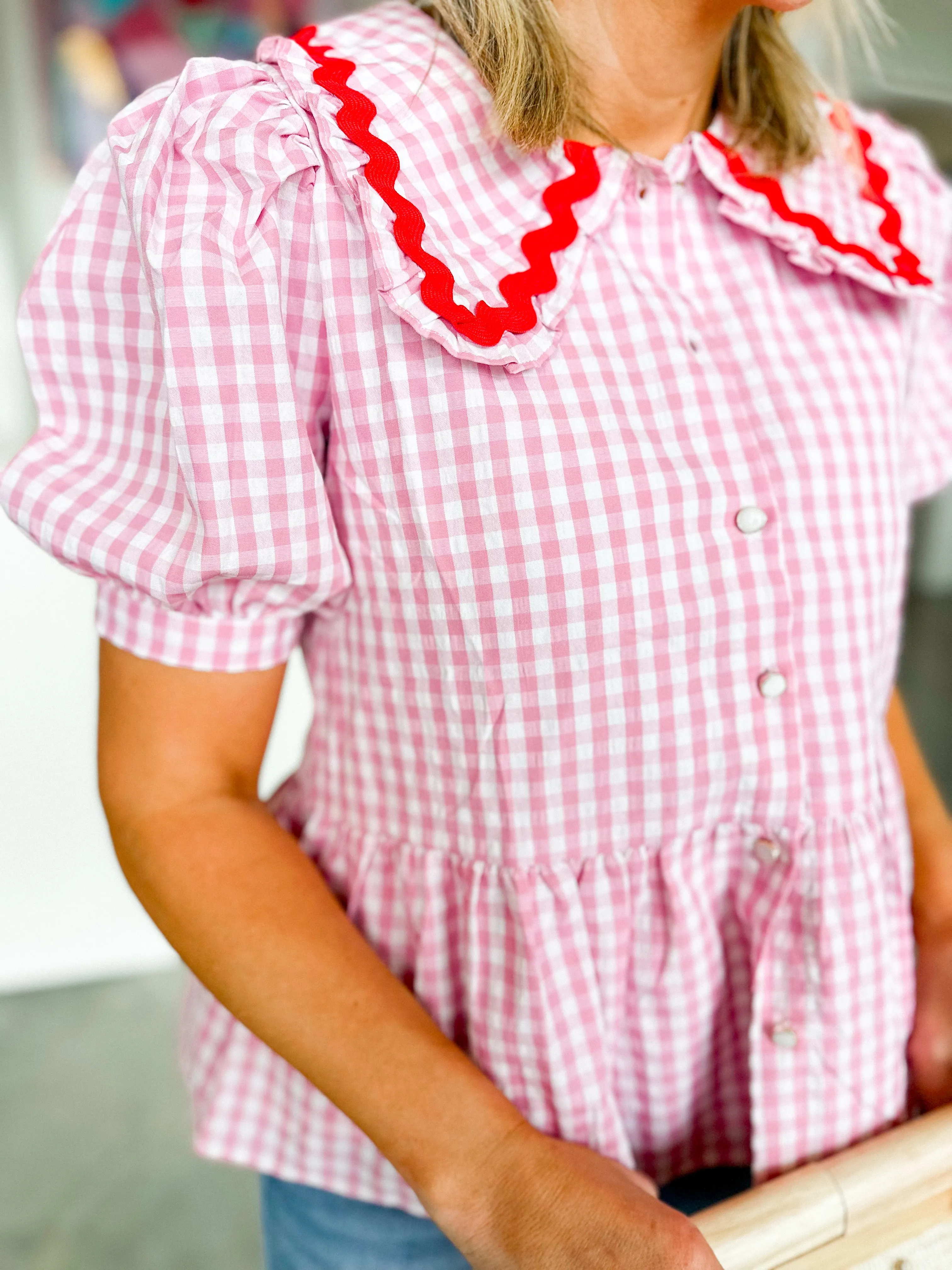 Scalloped Gingham Top