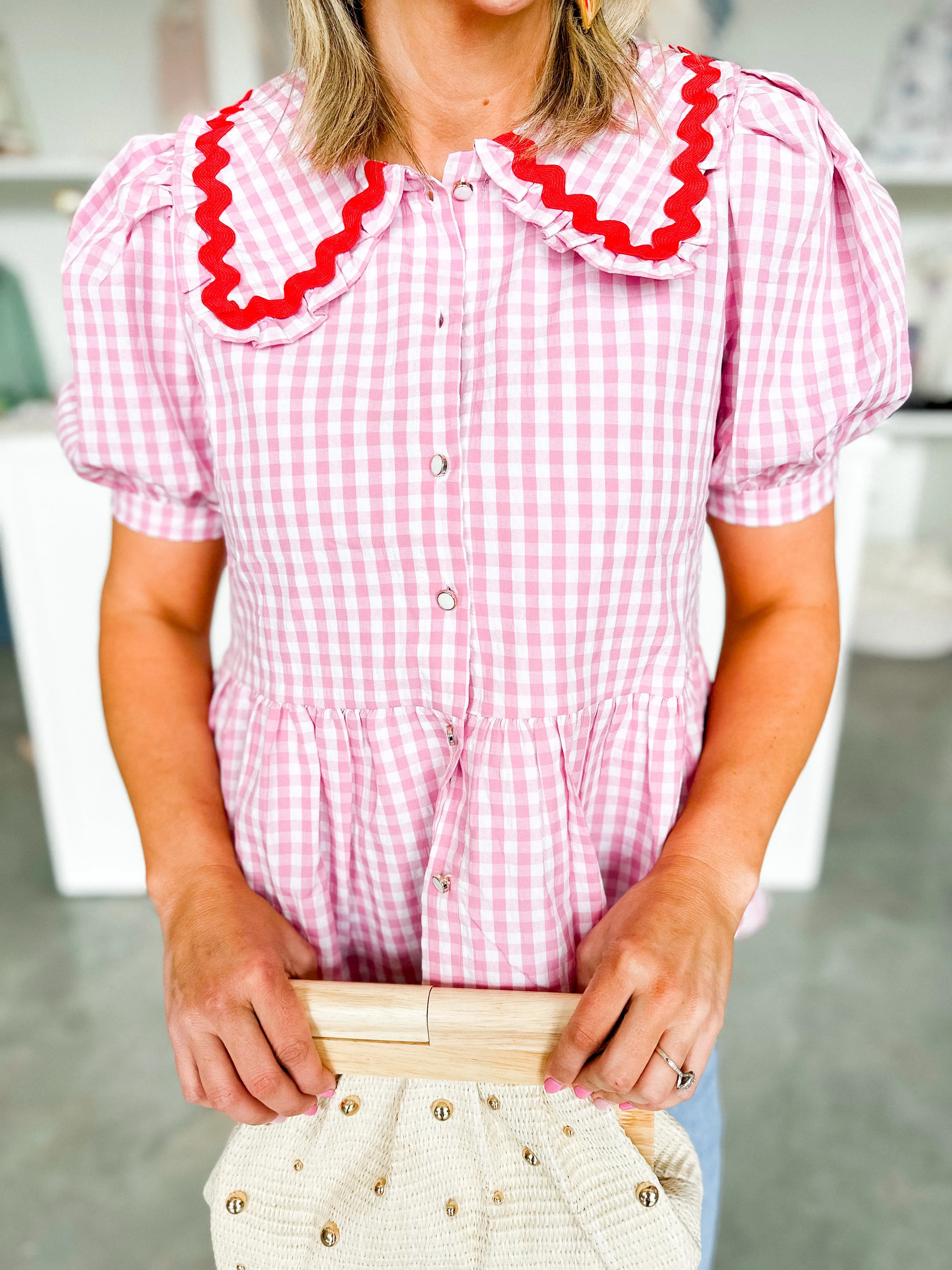 Scalloped Gingham Top