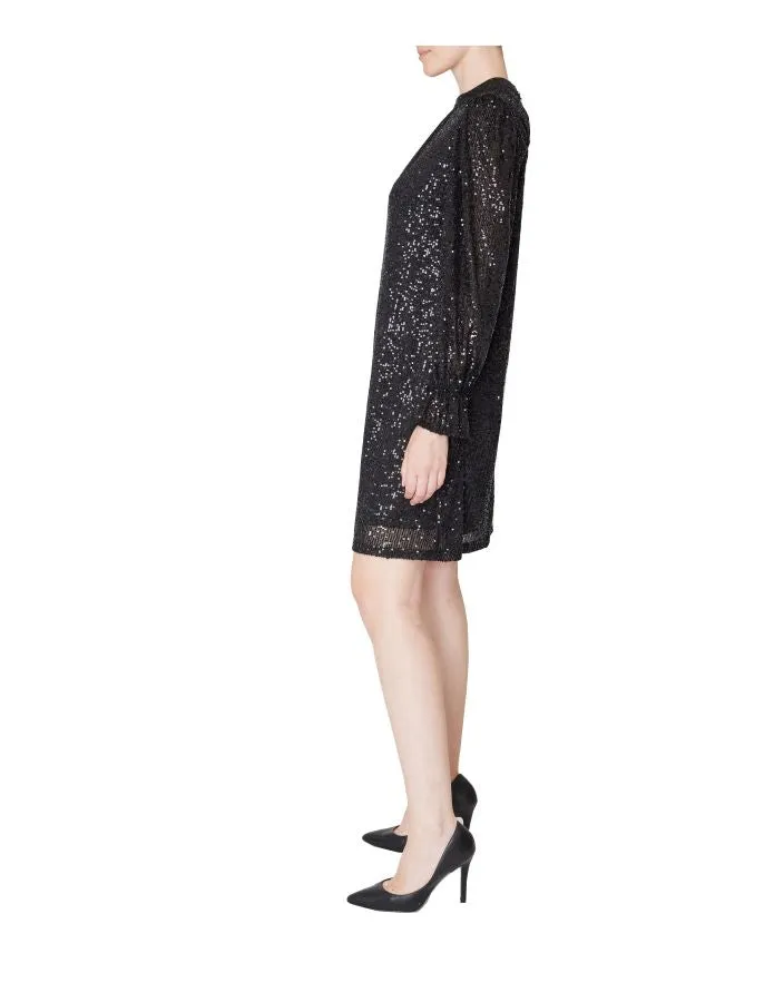 Sequin Mock Neck Sheath Dress