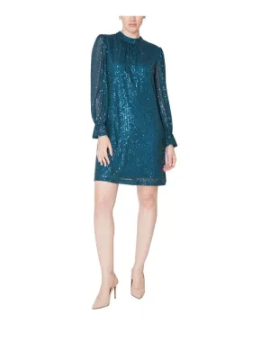 Sequin Mock Neck Sheath Dress