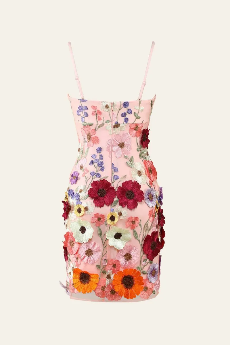 Sheath Spaghetti Straps 3D Flower Homecoming Dresses