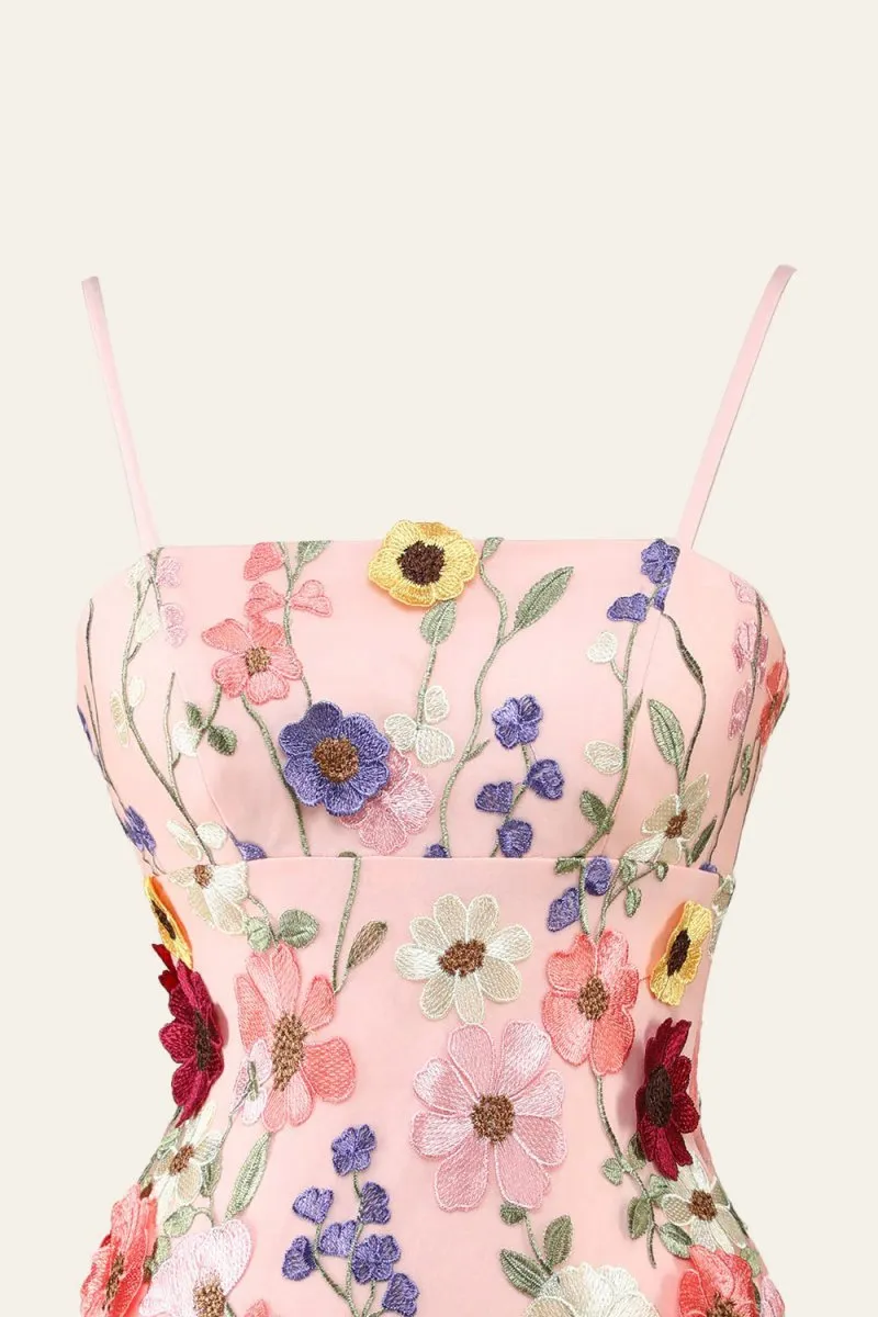 Sheath Spaghetti Straps 3D Flower Homecoming Dresses
