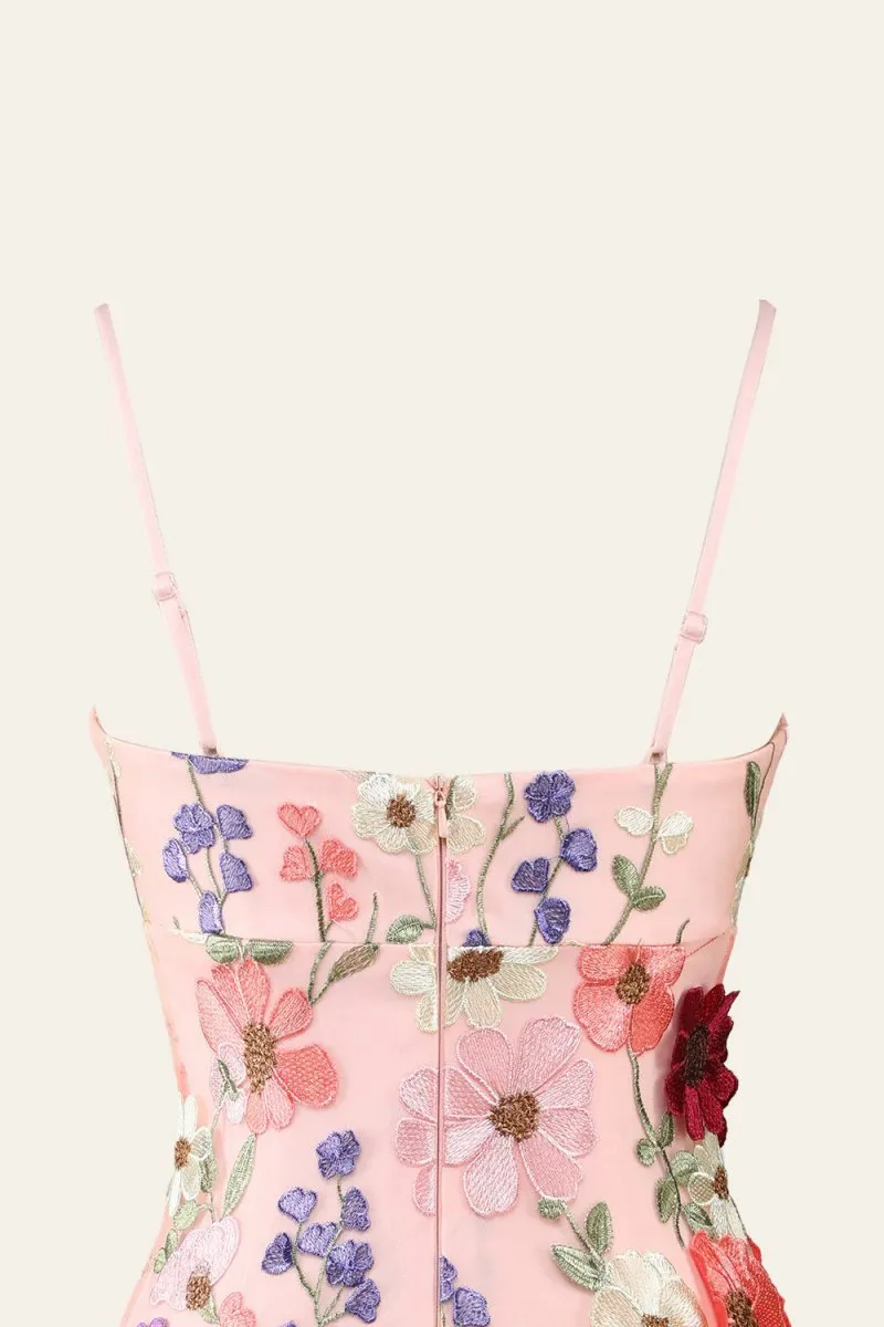 Sheath Spaghetti Straps 3D Flower Homecoming Dresses