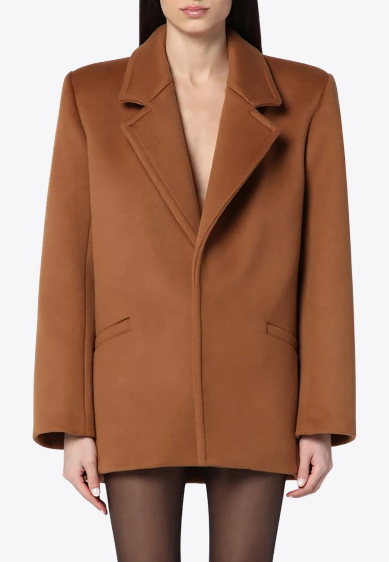 Single-Breasted Wool Short Coat