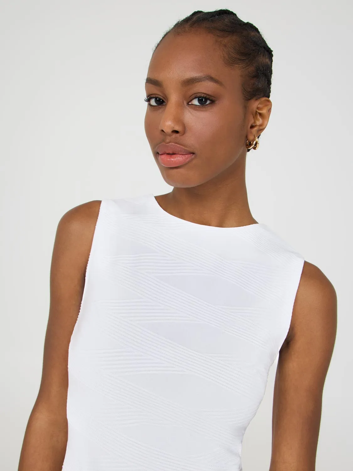 Sleeveless Patterned Sheath Dress