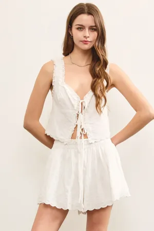 Sleeveless V-Neck Ruffle Tie Top