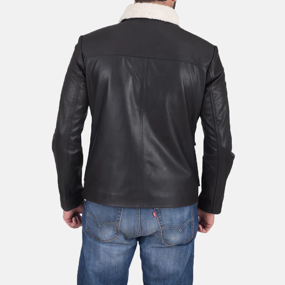 SnowFlake Black Leather Jacket