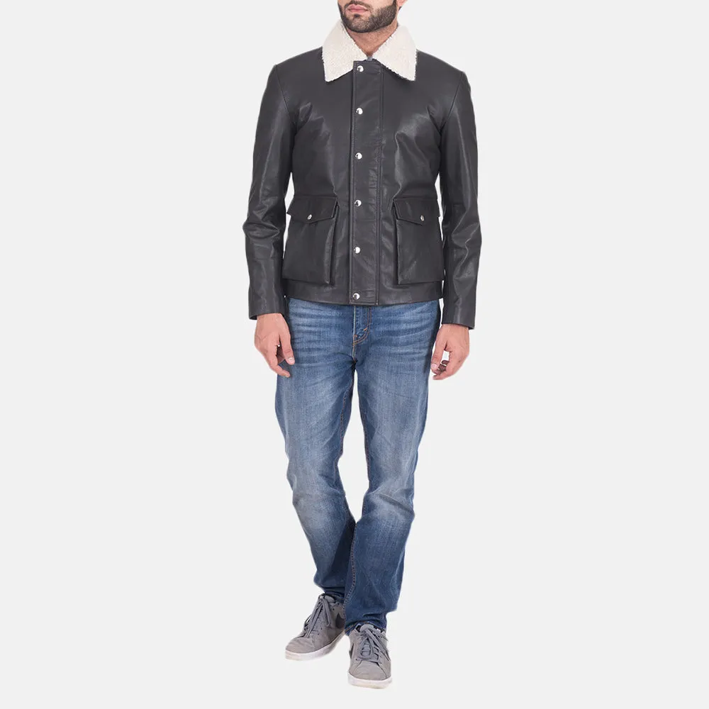 SnowFlake Black Leather Jacket