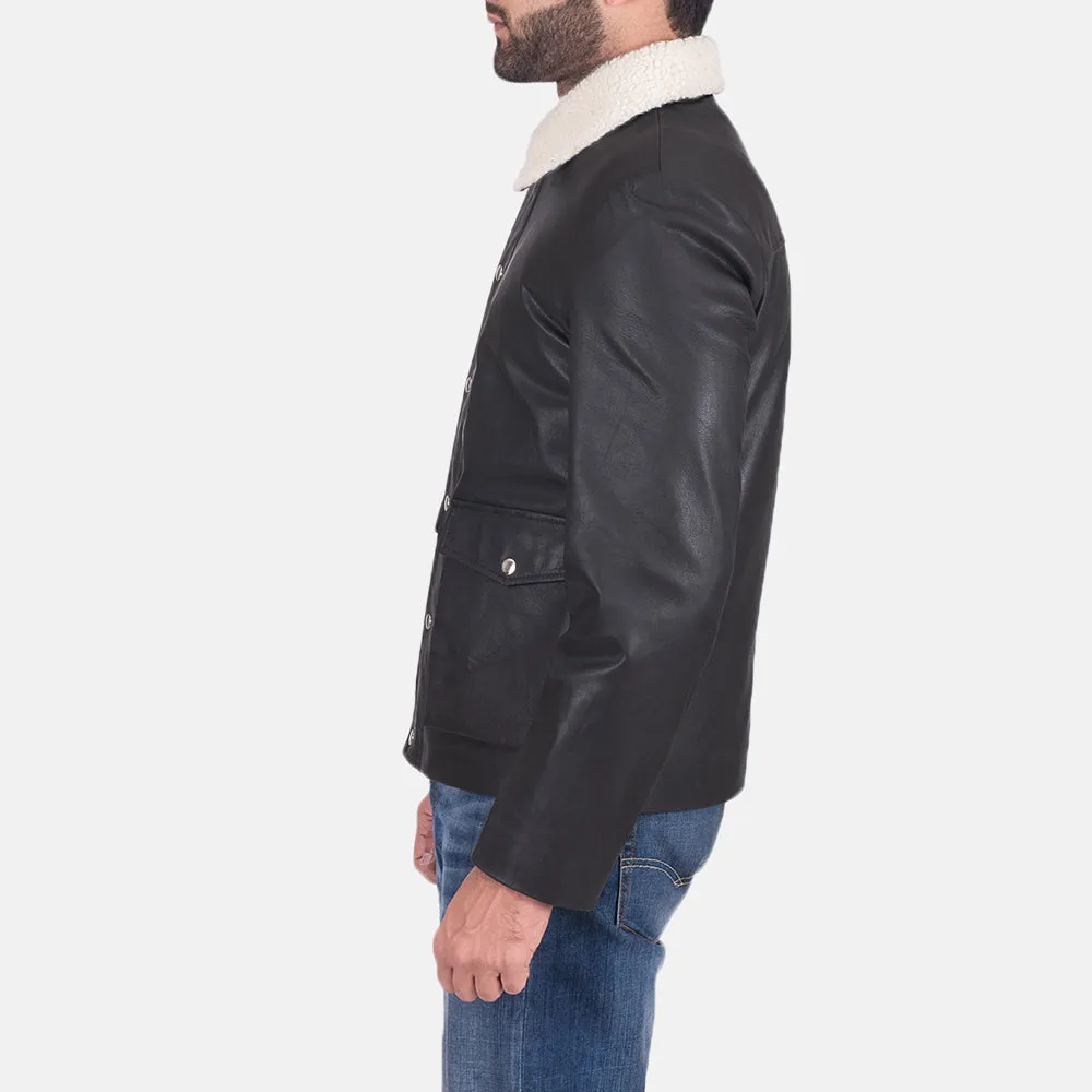 SnowFlake Black Leather Jacket