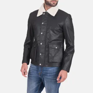 SnowFlake Black Leather Jacket