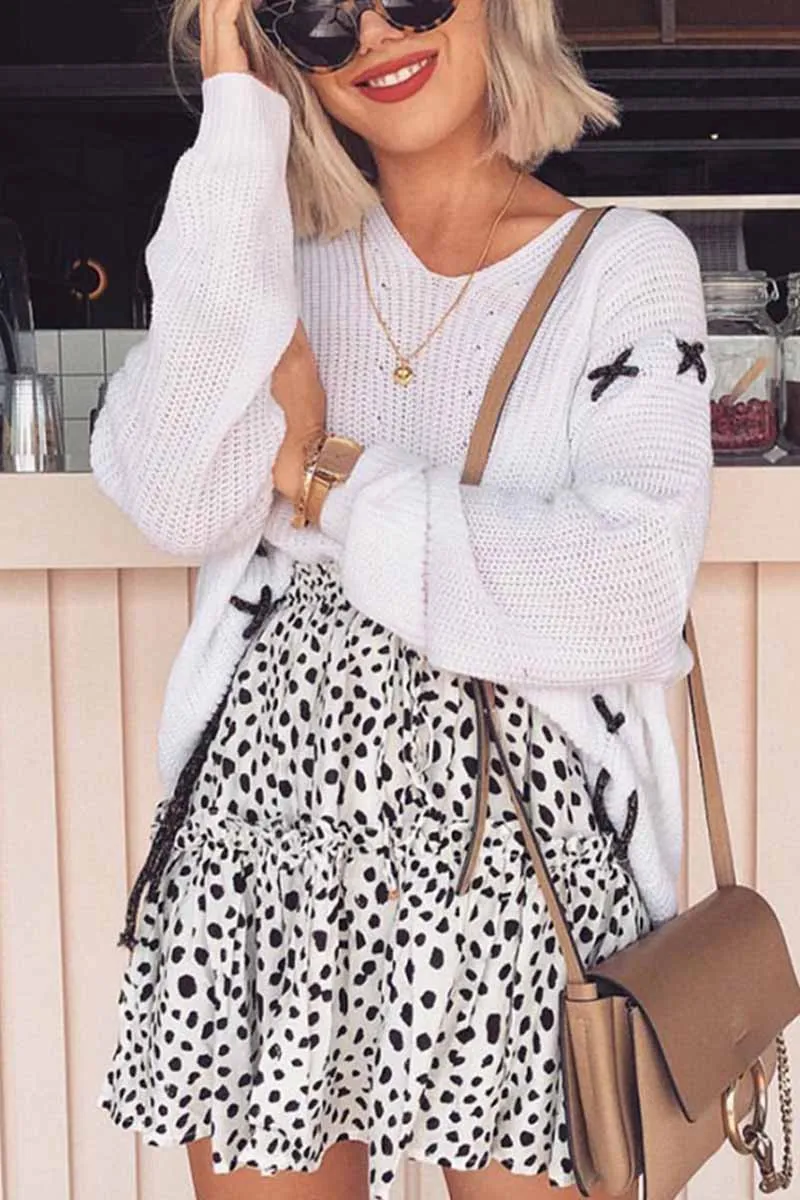 Solid Color V-Neck Loose Knit Sweater