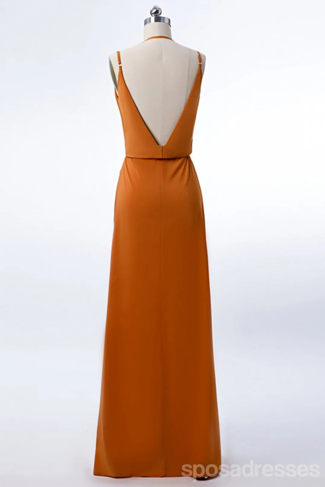 Spaghetti Straps Burnt Orange Cheap Bridesmaid Dresses Online, WG267