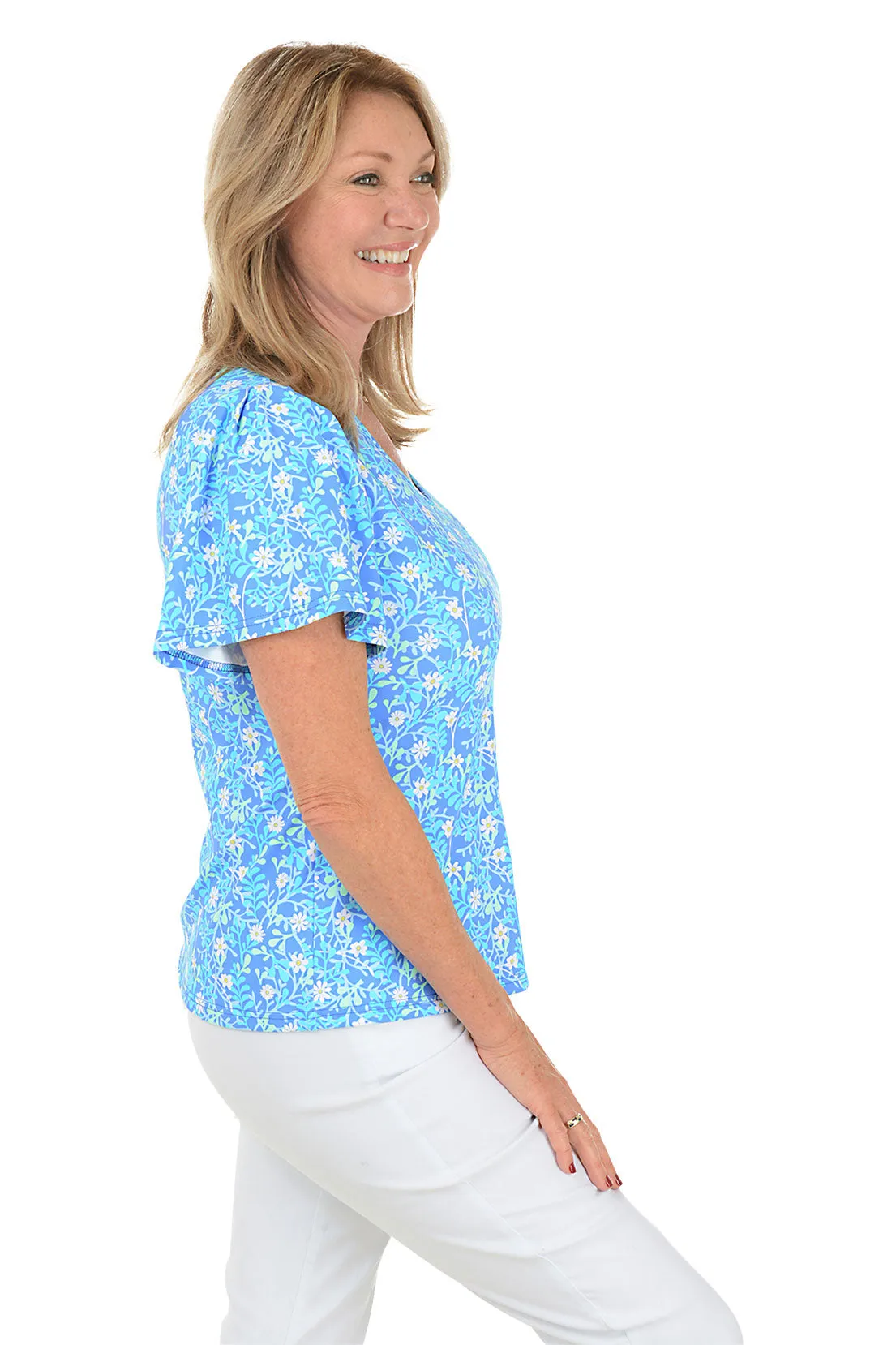 Spring Garden UPF50  Flutter Sleeve Top