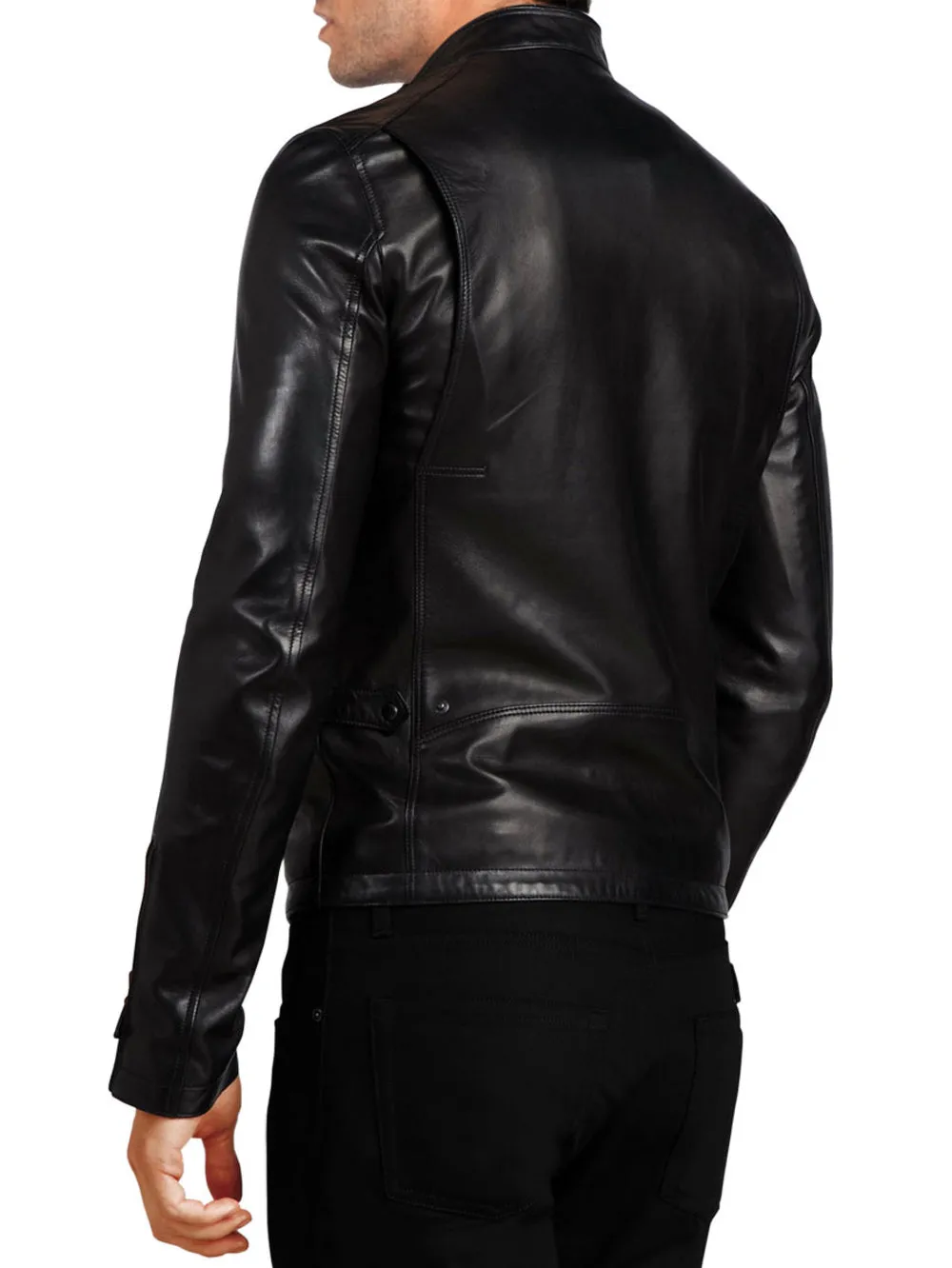 Stand Collar Leather Bomber Jackets for Men