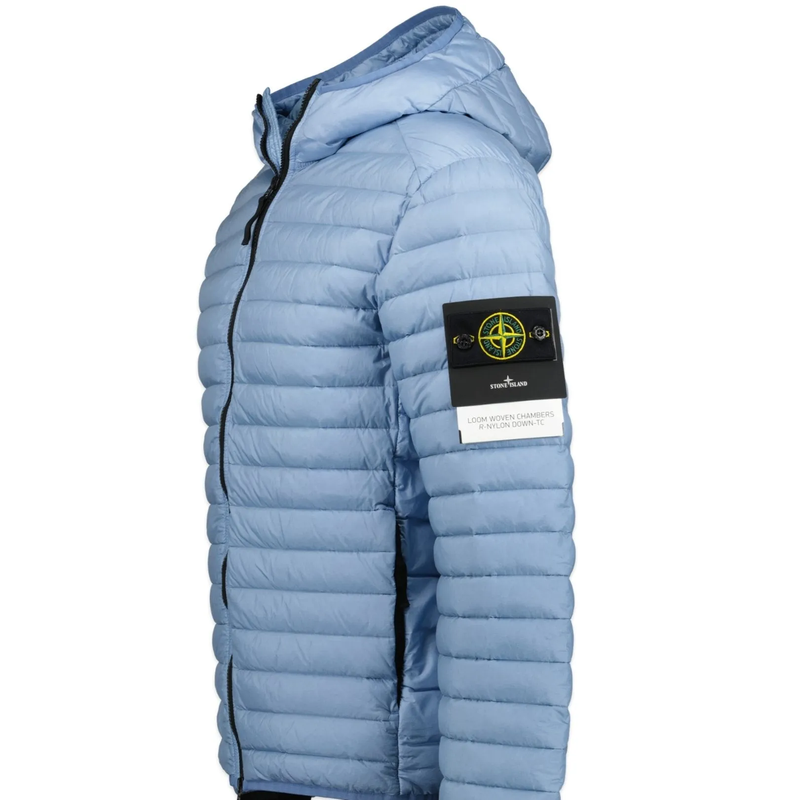 STONE ISLAND LOOM WOVEN CHAMBERS R-NYLON DOWN-TC HOODED JACKET BLUE