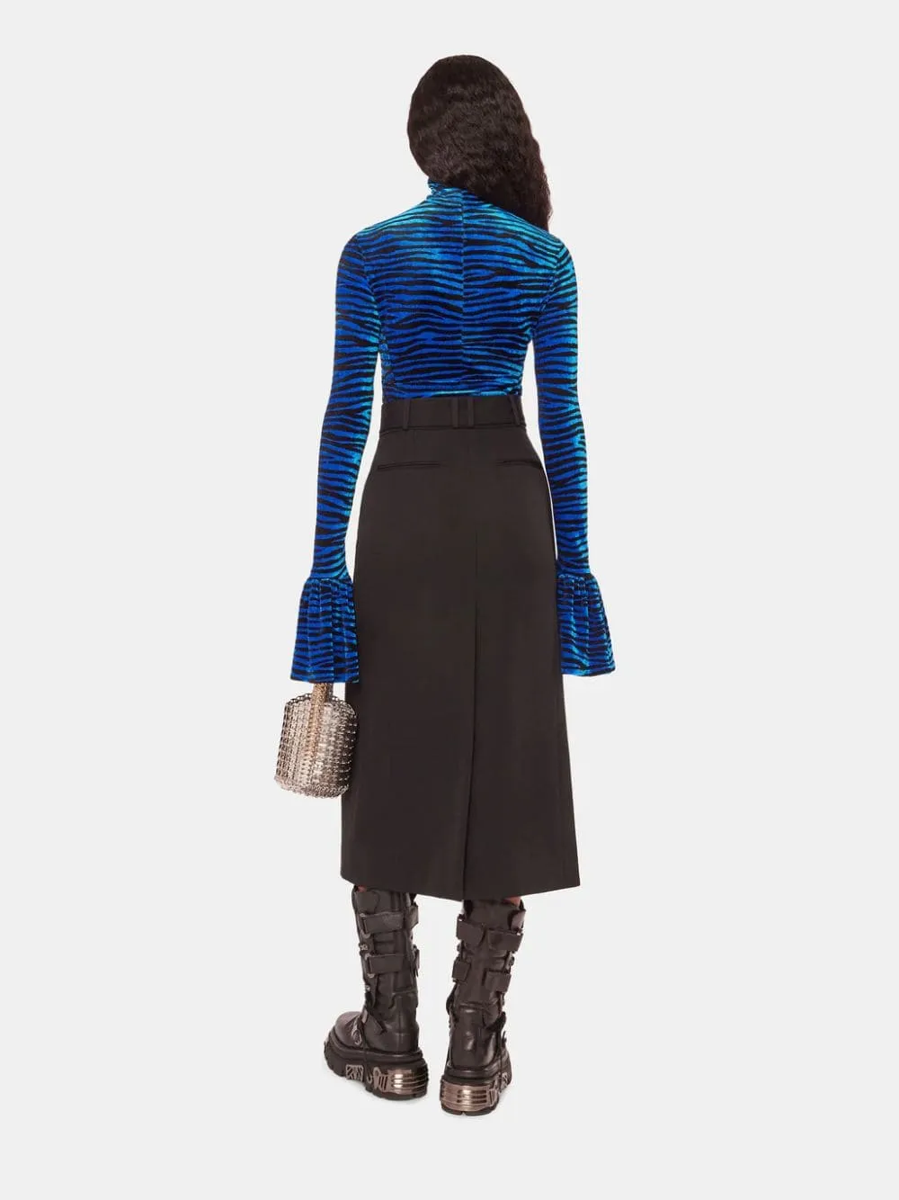 Studded-Belt Midi Skirt