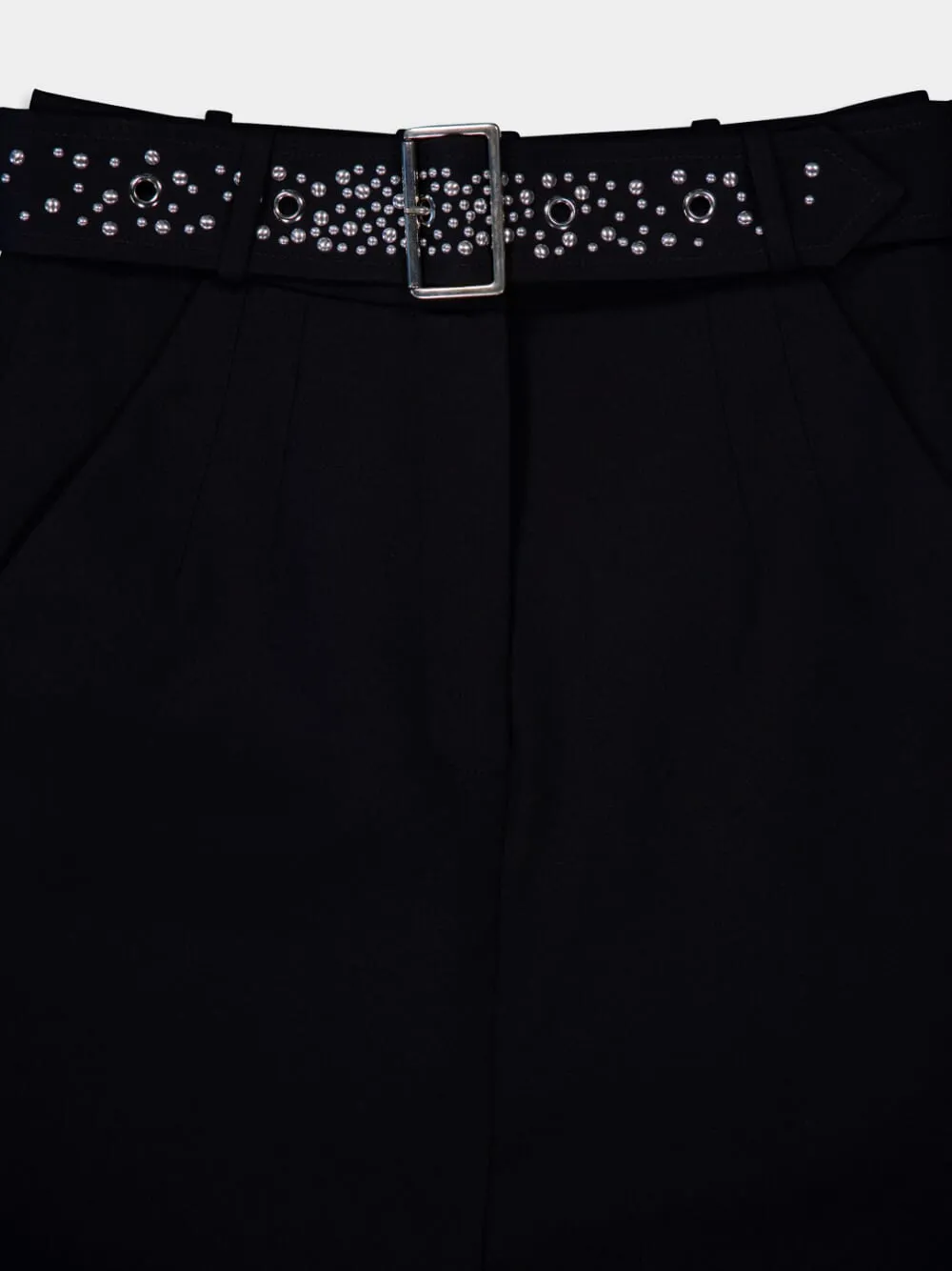 Studded-Belt Midi Skirt