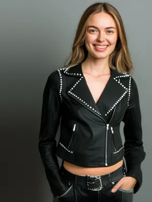 Studded Classic Leather Moto Jacket