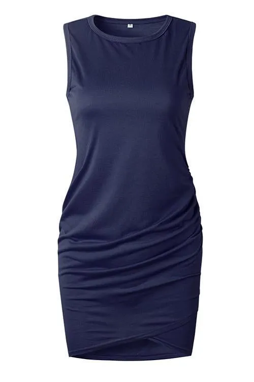 Stunncal Asymmetry Ruched Sheath Mini Dress（7 colors）