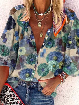 stunncal Lapel Print Shirt