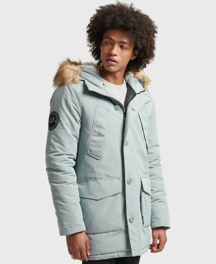 Superdry Everest Hooded Fur Parka Jacket Light Blue