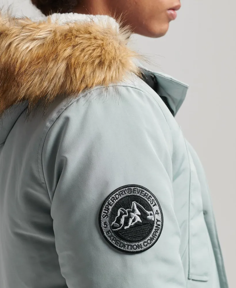 Superdry Everest Hooded Fur Parka Jacket Light Blue