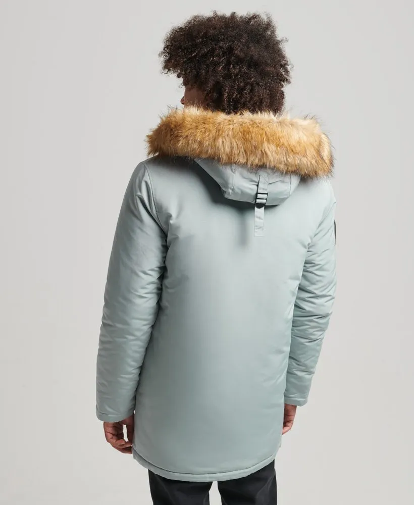 Superdry Everest Hooded Fur Parka Jacket Light Blue