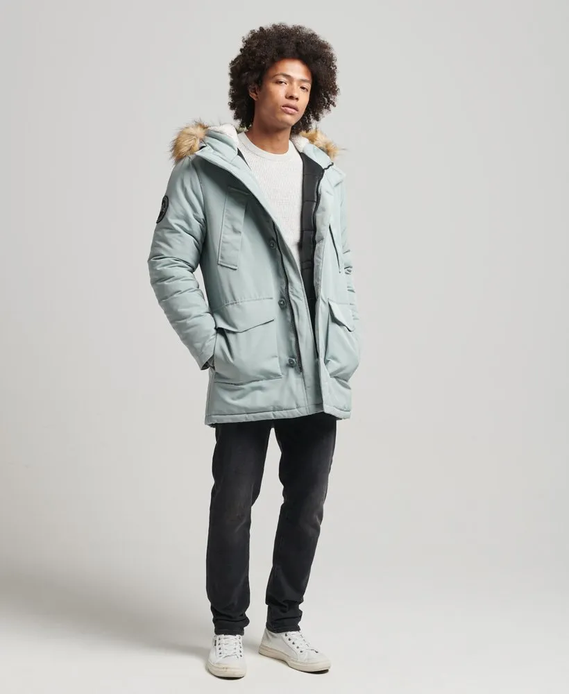 Superdry Everest Hooded Fur Parka Jacket Light Blue